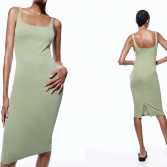 Zara textured dress with trims on sale